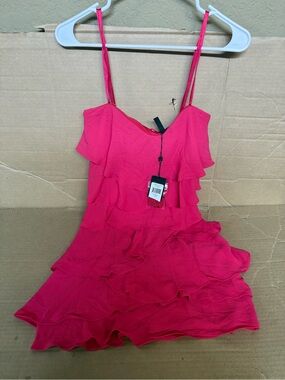 BCBGMaxAzria Hot Pink Ruffle Tiered Mini Dress